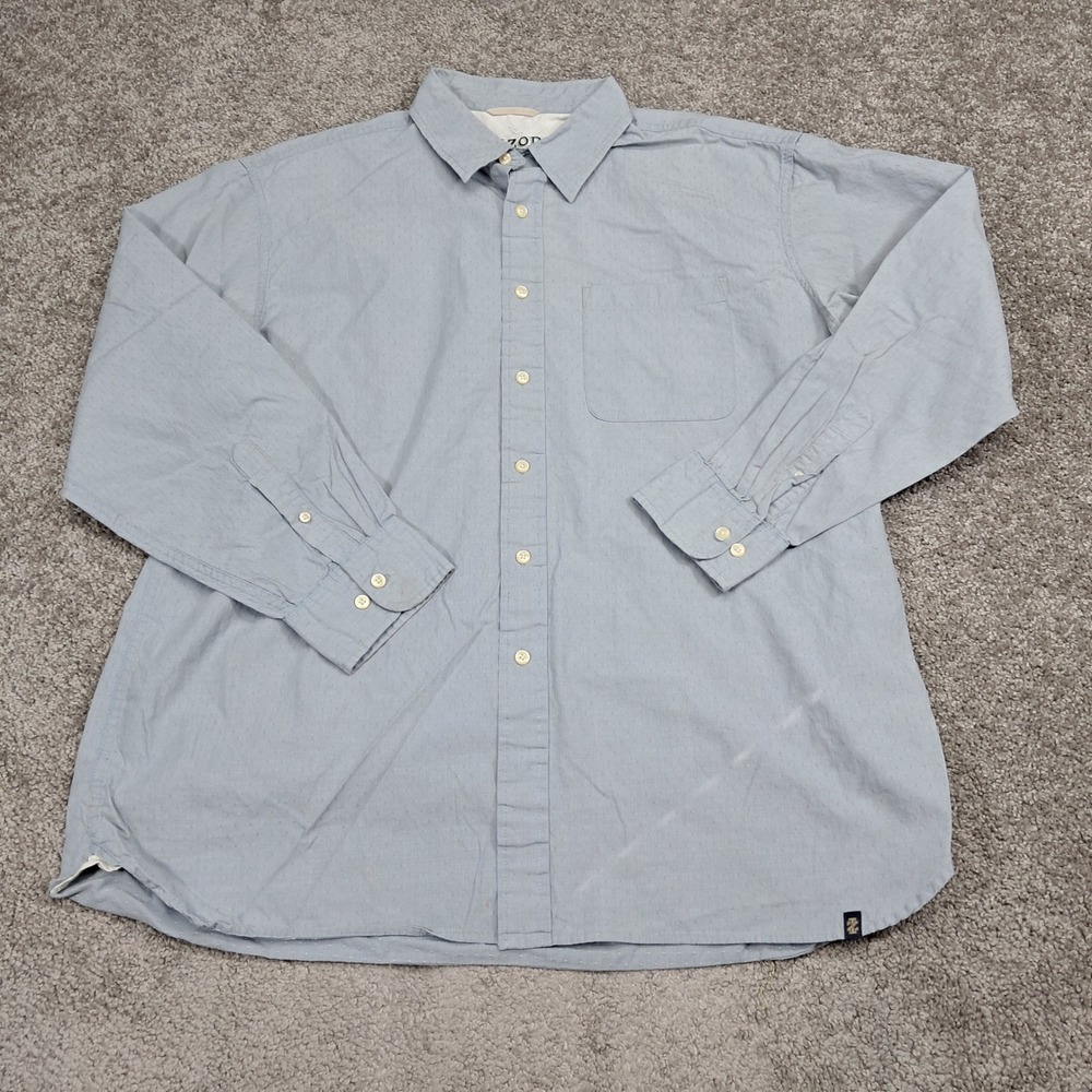 IZOD Antique Americana Mens XL Button Down Shirt Light Blue Long Sleeve Cotton